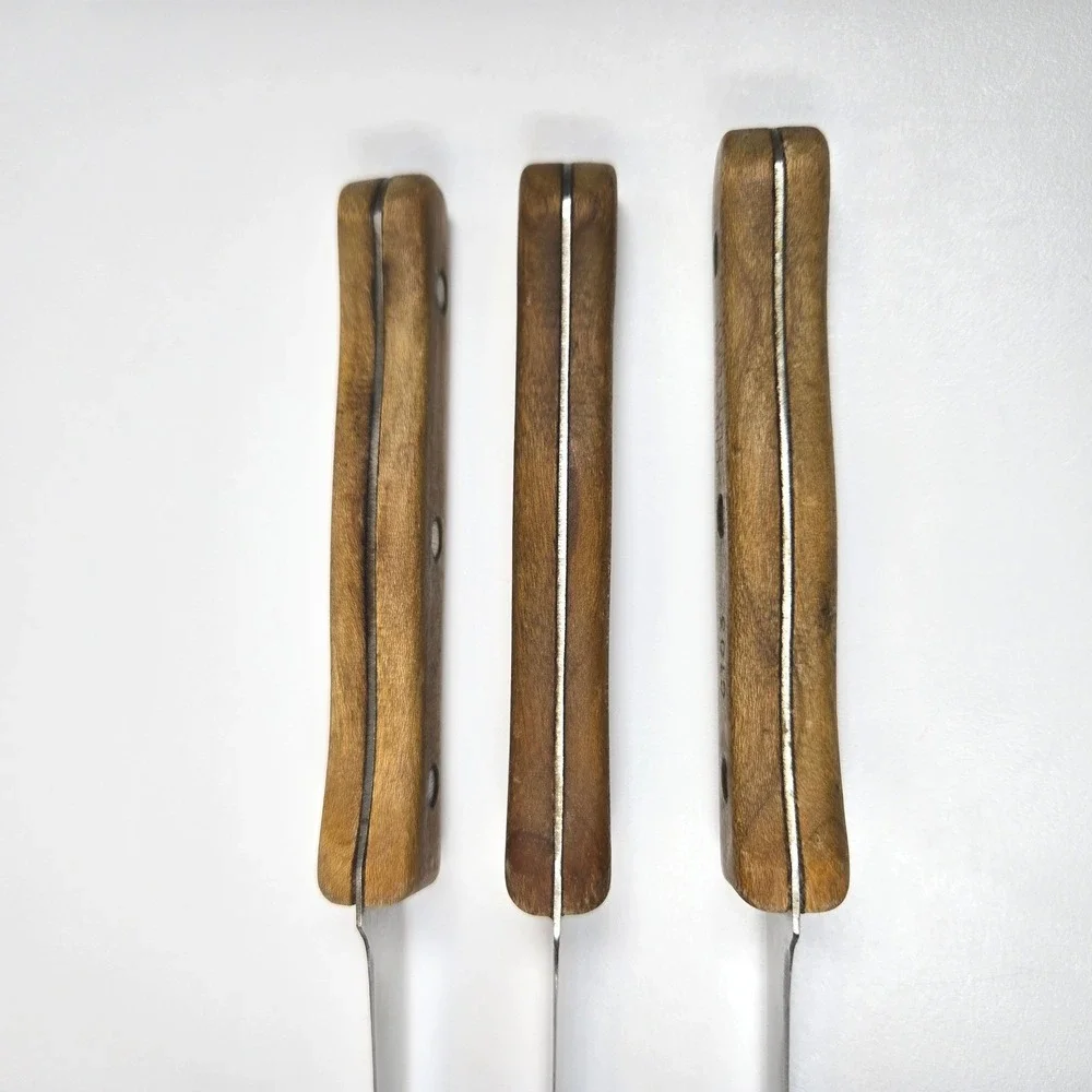 Chicago Cutlery C103 Steak Knives Set of 3 Wood Handle Brass Rivets USA Made